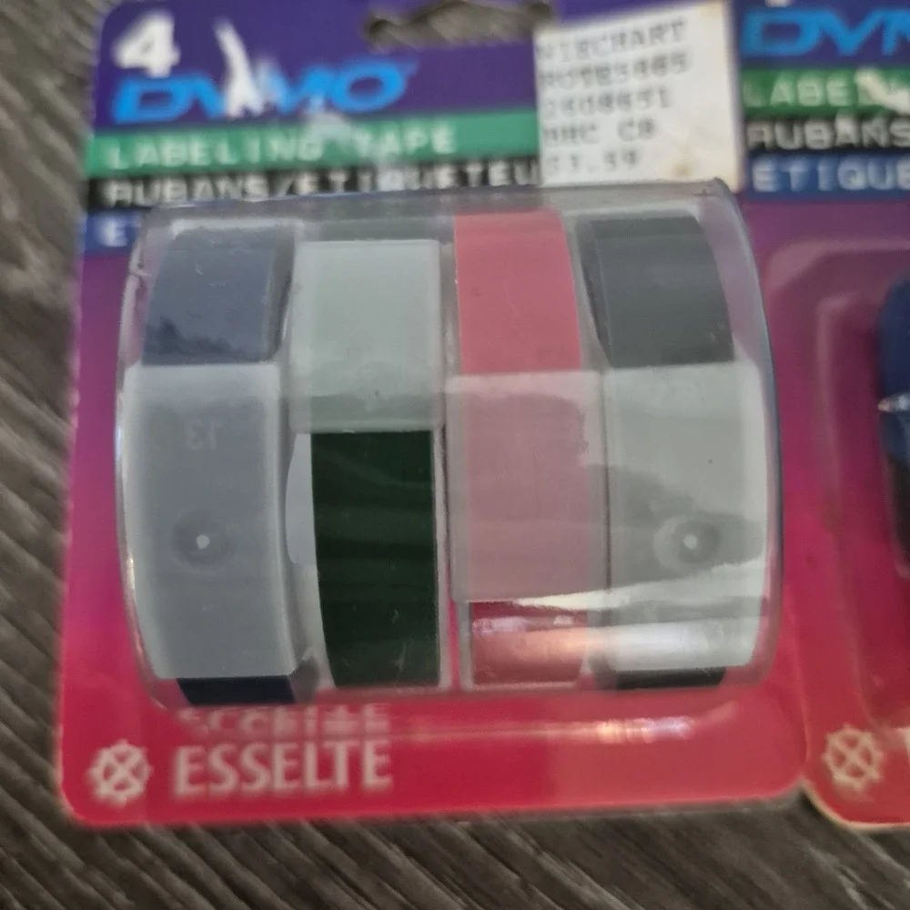 2 Vintage 1996 Dymo Esselte Multi Color Labeling Tape 3/8